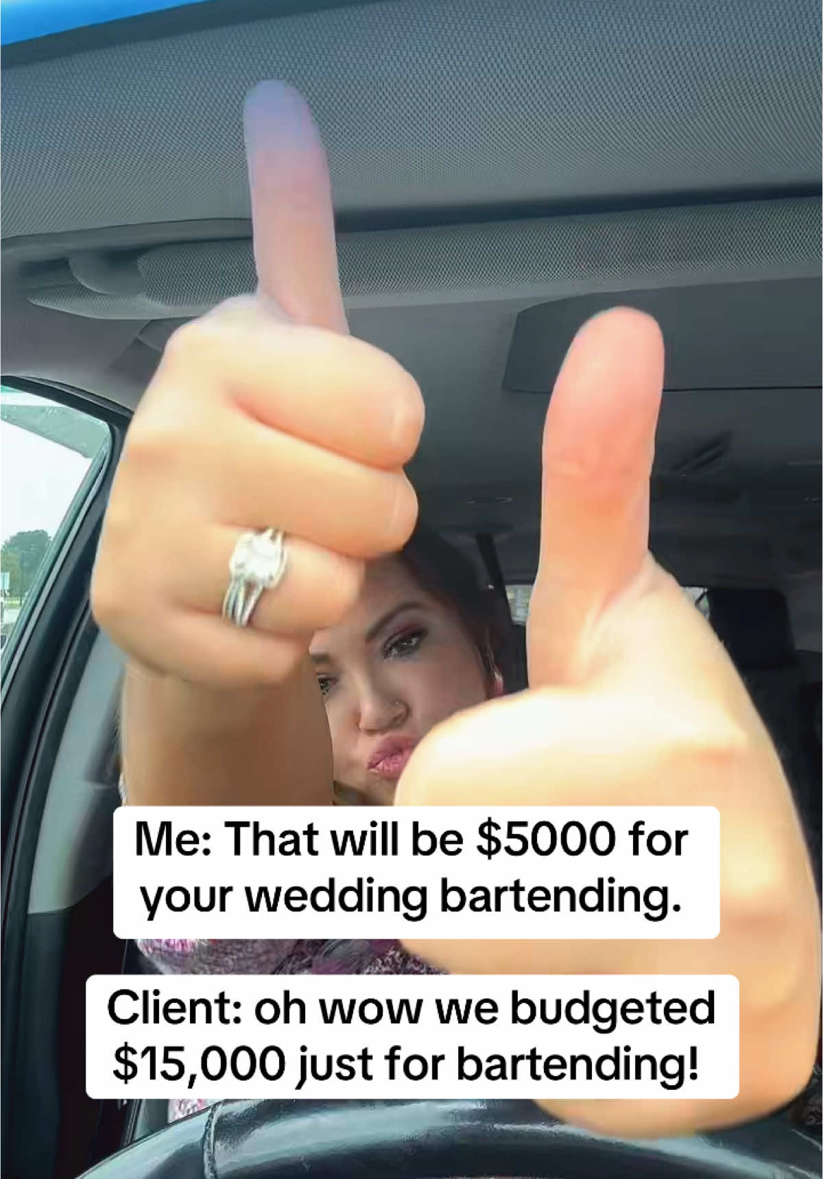Based on a true story-  Want to add some champagne carts ma’am!? 
