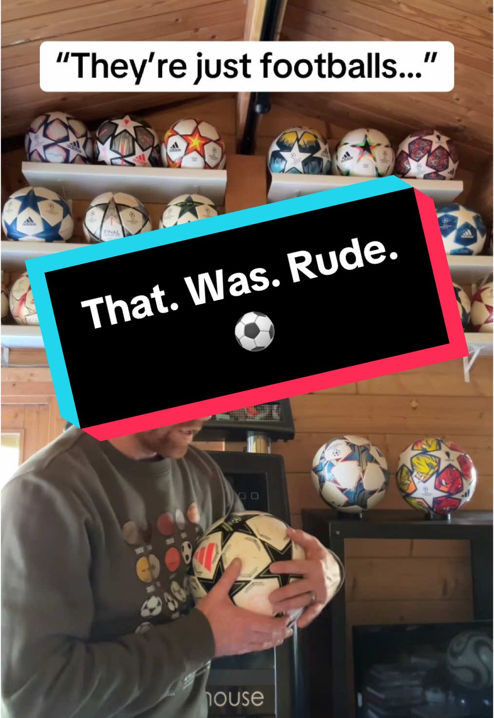 They’re more than just balls 😅⚽️ . . #thatwasrude #footballs #adidas #uefachampionsleague #collection 