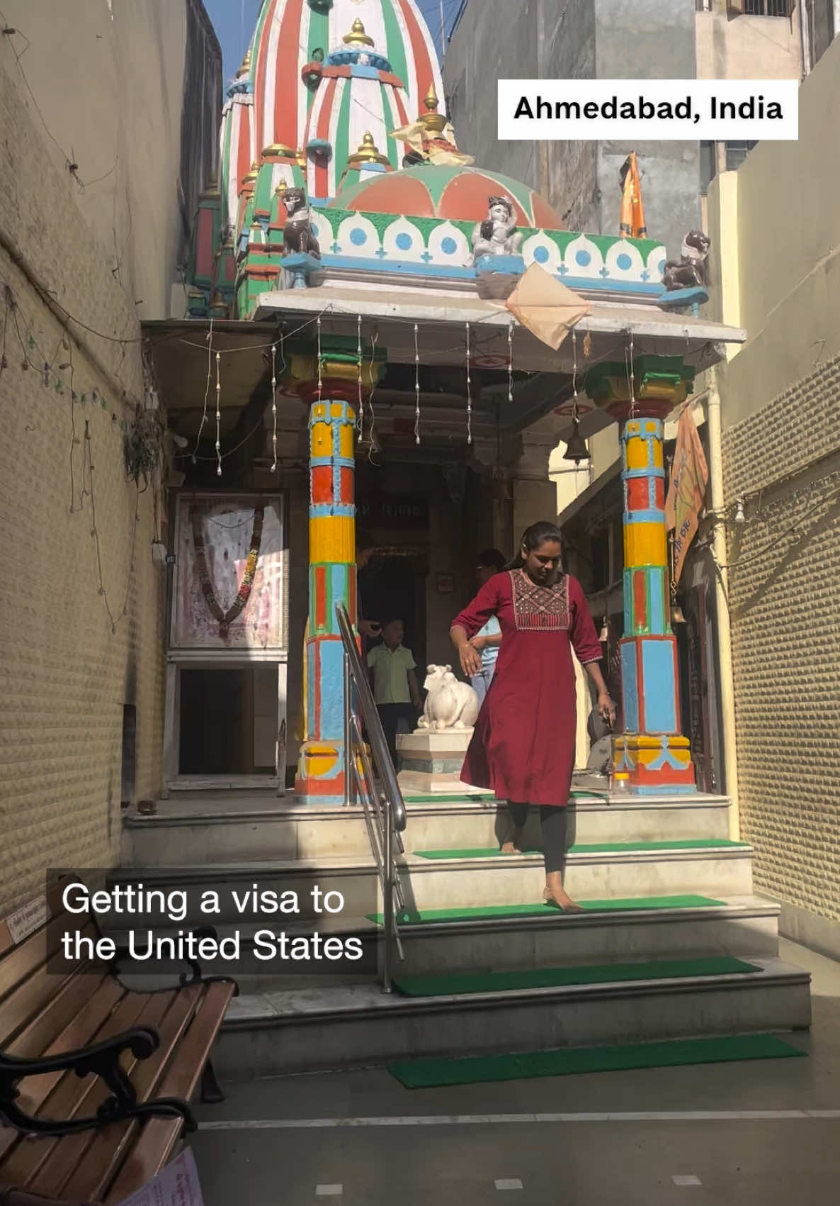 In the city of Ahmedabad, some Indian nationals hoping to make it to the U.S. come to pray at visa temples, dedicated to the monkey god Hanuman. It's a temple celebrated for the monkey god, answering prayers of people who want to get their visas. #NPR 