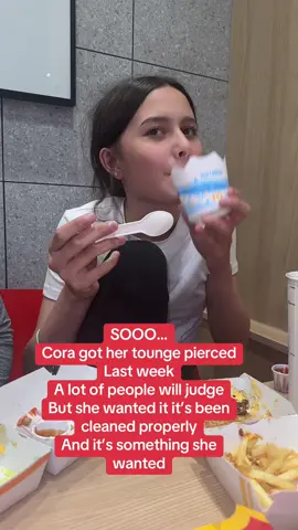 So yes, me and Cora’s  dad did agree that Cora could have her tongue pierced. I wasn’t happy at first but she really wanted it. She’s kept it clean. I did warn her about the swelling but she’s very happy.! #fyp  #teen #piercing #daughter #update 