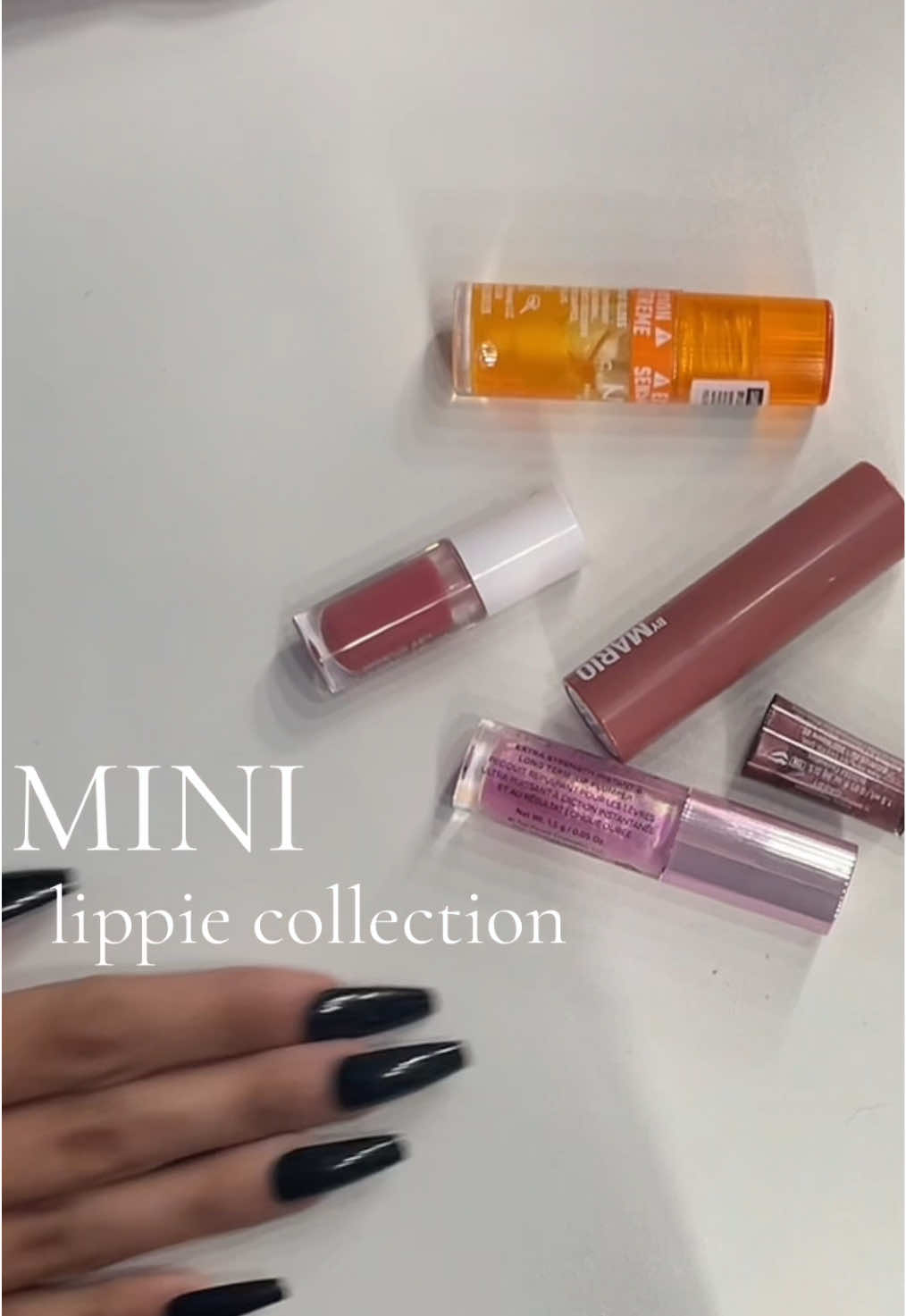 MINI LIP COLLECTION 💋🫢#lipgloss #lipplumer #nyx #makeupbymario #tarte #toofaced #buxum #viral #products #need #makeup #asmr @NYX Professional Makeup @tarte cosmetics @makeupbymario @Too Faced @buxomcosmetics 