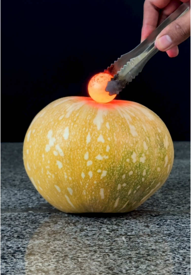 Experiment 1000 degrees Glowing Metal vs Pumpkin 🎃😱 #donebyprofessionals #asmr #science