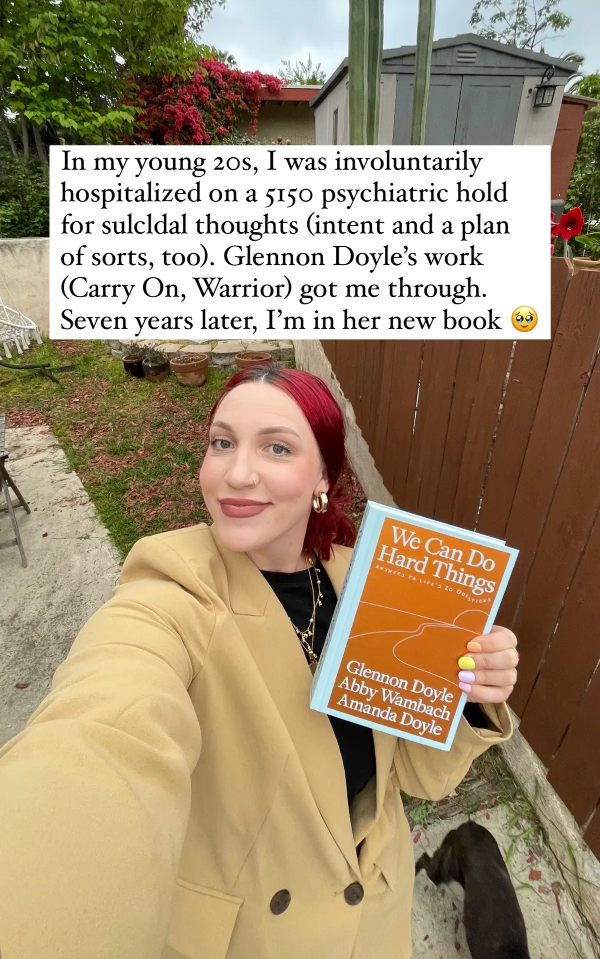 Glennon Doyle’s work saved me during a really hard time. Seven years later, I am included in her book and can hopefully save someone else. What a full circle moment 🥹🧡 #ocd #cptsd #traumahealing #glennondoyle #wecandohardthings 