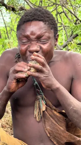 Bushman Chaaba of Hadzabe Tribe Is Serious About His Food Today — No Jokes!🤩🔥