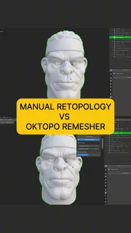 🔥If you were planning to grab OkTopo, this is your sign 👇 Manual retopology vs OkTopo. Just showing the difference side by side. One takes a while, the other takes a click. Link in bio 🎯 #blender #3dmodeling #retopology #b3d #addon #gamedev #uvunwrap #oktopo #cgtools
