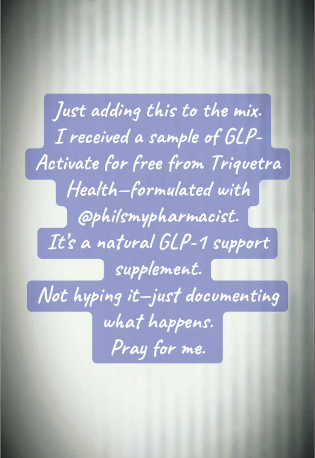 No promises, no expectations. Just giving it a try and keeping it real.@Philsmypharmacist @Triquetra  #GLPActivate #TriquetraHealth #PhilsMyPharmacist #FaithAndGrit #CreatorSearchInsights