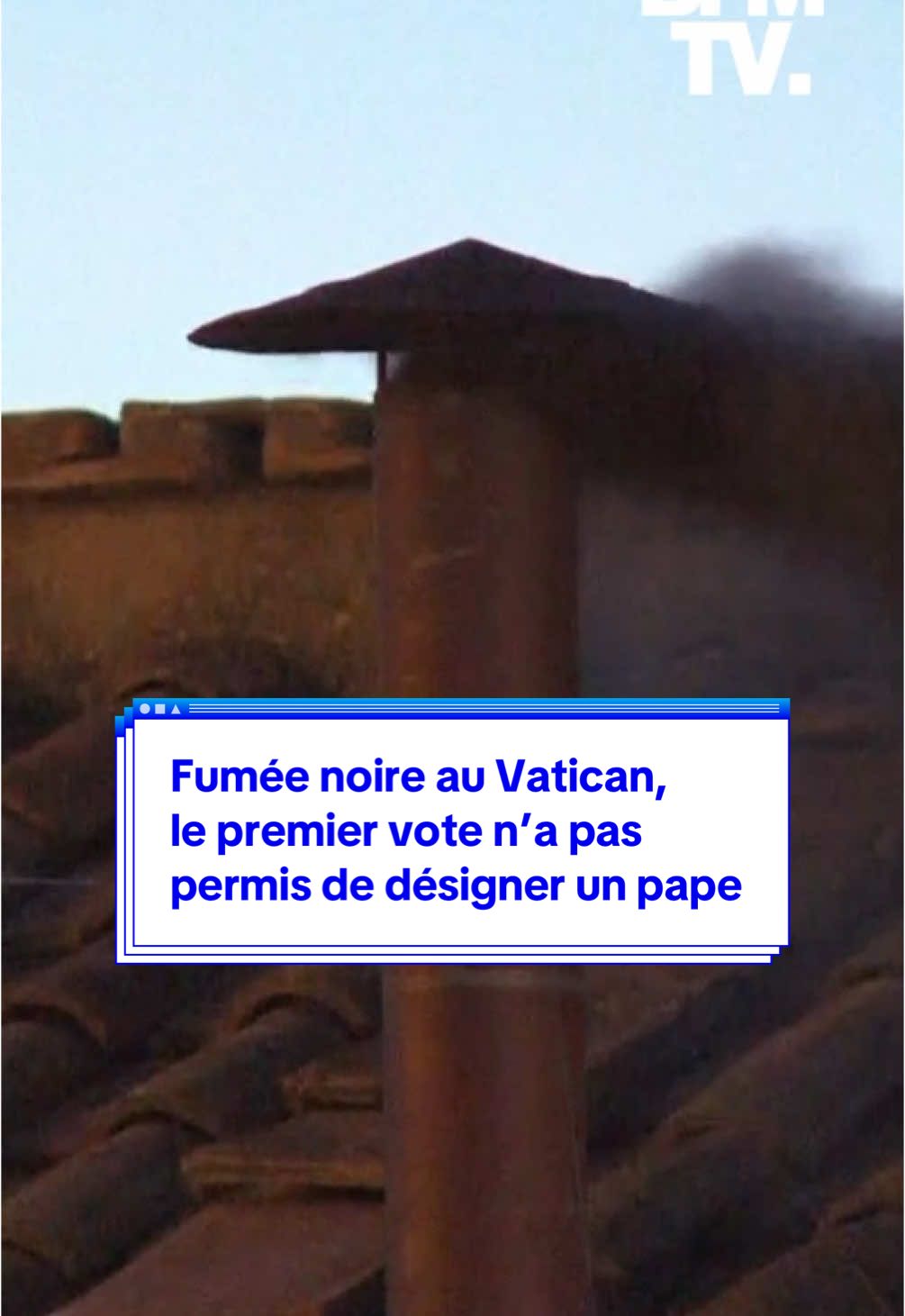 Fumée noire au Vatican, le premier vote n’a pas permis de désigner un pape #pape #vatican #conclave #rome 