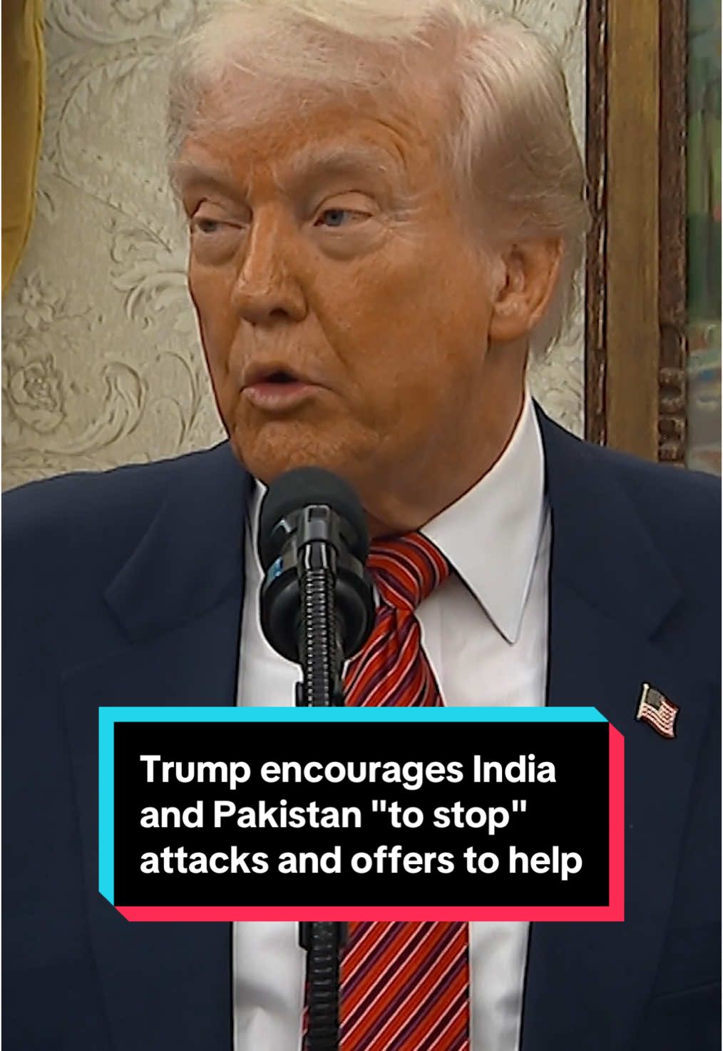 President Trump on Wednesday encouraged India and Pakistan “to stop” following a sharp escalation between the two countries. “My position is I get along with both. I know both very well, and I want to see them work it out,” Trump said, adding the situation was “so terrible.” “If I can do anything to help, I will be there,” Trump added. Air raid sirens blared in many locations across India on Wednesday afternoon after Pakistan vowed to retaliate for Indian missile strikes earlier in the day. #worldnews #politics #trump #india #pakistan 