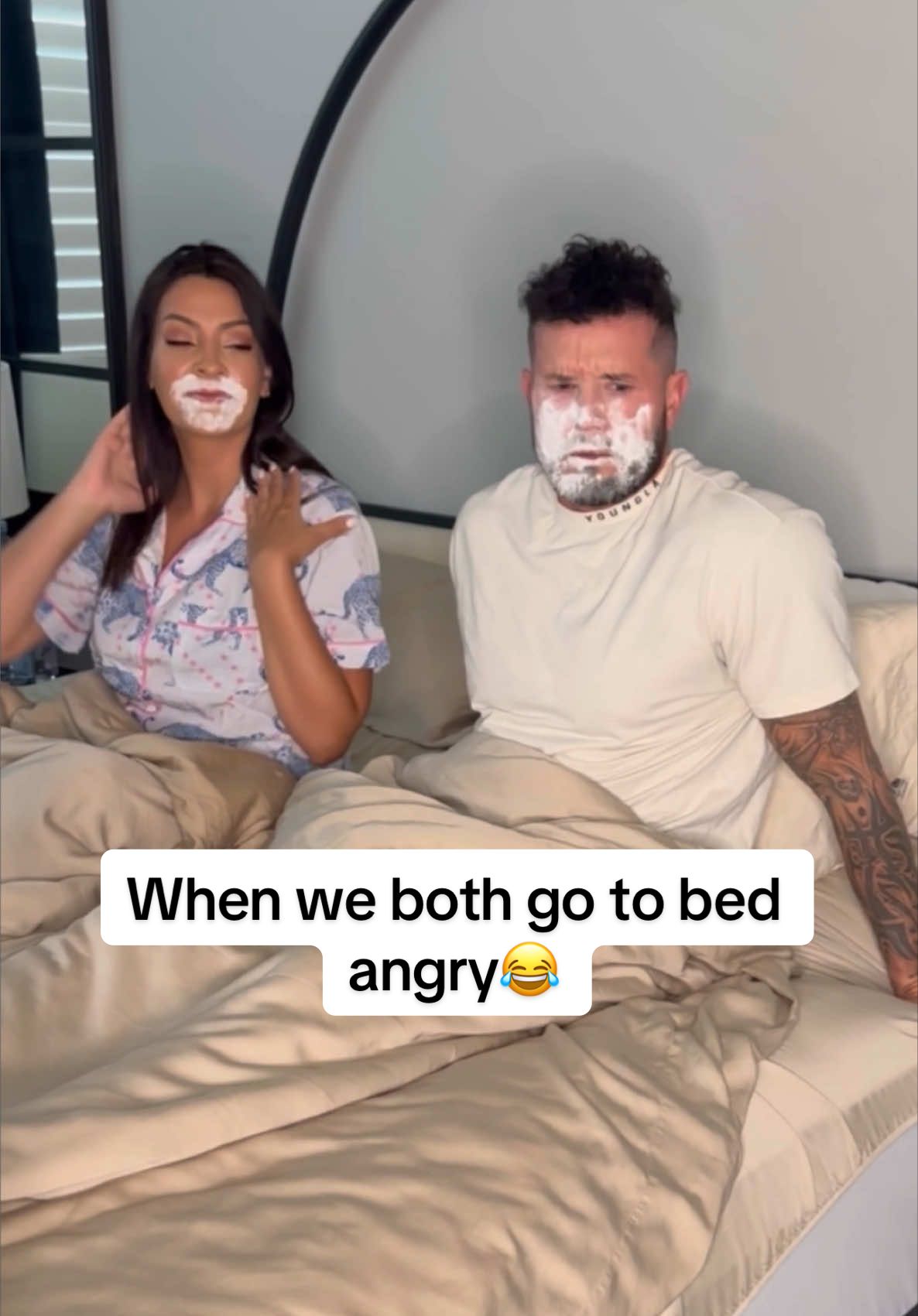 When we both go to bed angry😳😂🙈 #couple #bed #married #fyp 