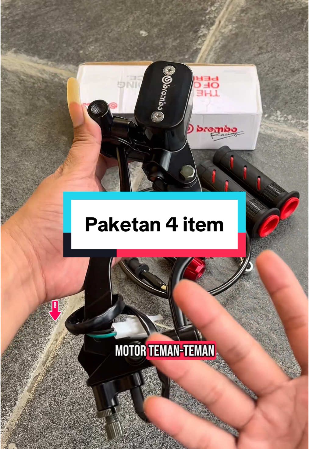Membalas @Asgar36🦅S.S.S 🦅 paketan 4 item master rem tipe kotak universal. #masterrem #masterrembrembo #masterrembrembokotak #handgrip #jalustangcnc #selangrem 