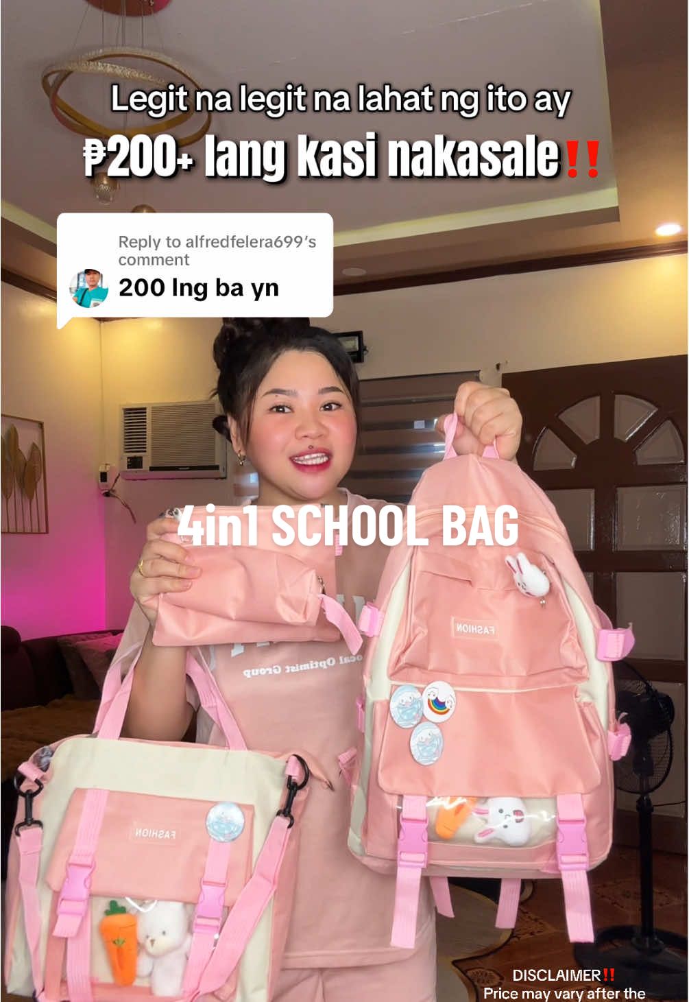 Replying to @alfredfelera699 Legit na legit na lahat ng ito ay ₱200+ lang grabe ang mura ang dami ng nagchecheckout#4in1bag #schoolbag #bags #backpack 