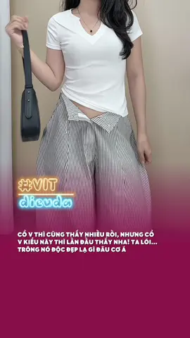 Áo thun cổ v đẹp độc lạ mà siu hạt dẻ#outfit #fyp #vitdieuda  #OOTD #reviewquanao 
