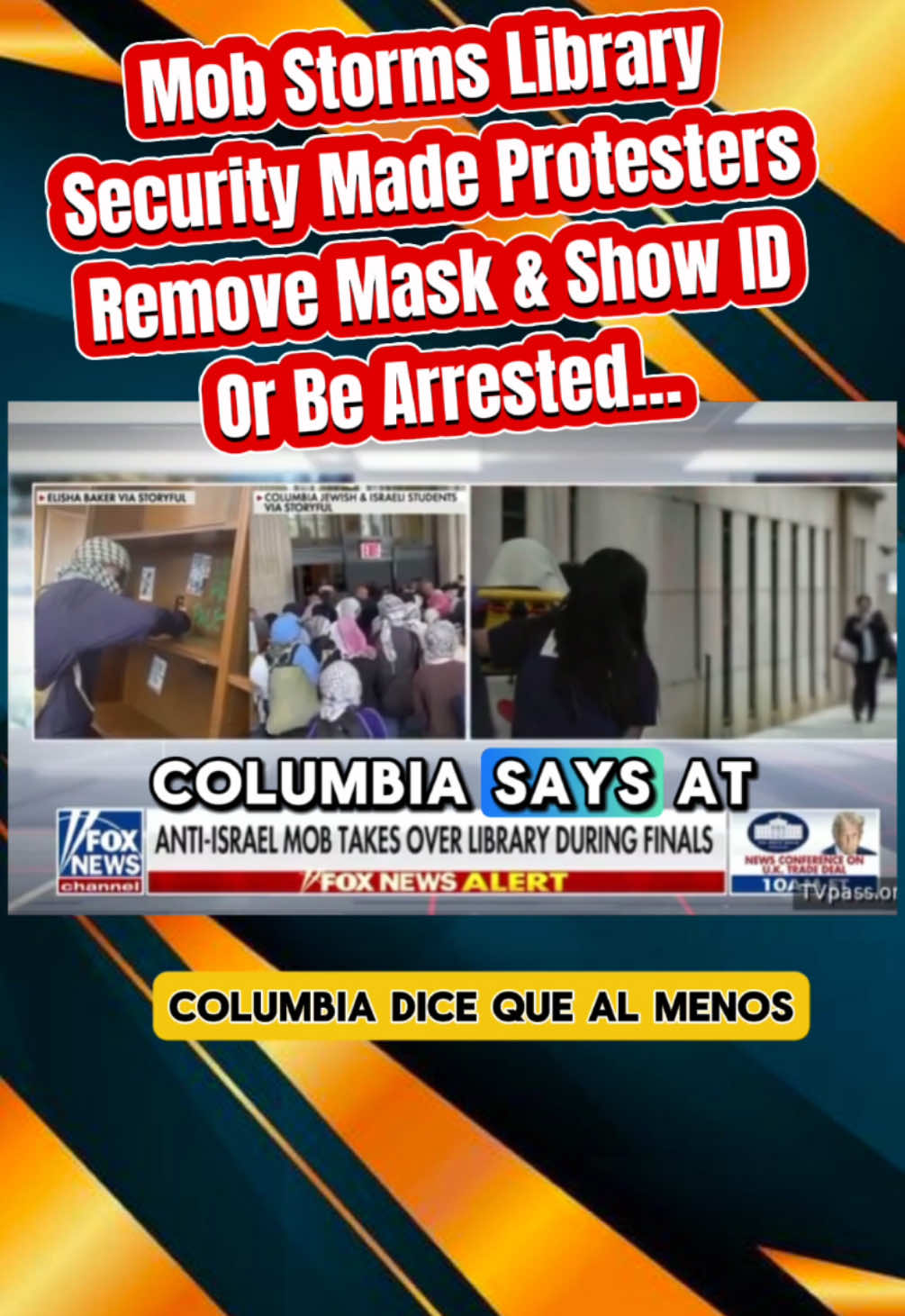 Pro-Palestinian protesters with masks occupy Columbia University library and security removed their masks… #palestinian #columbiauniversity  #protest 