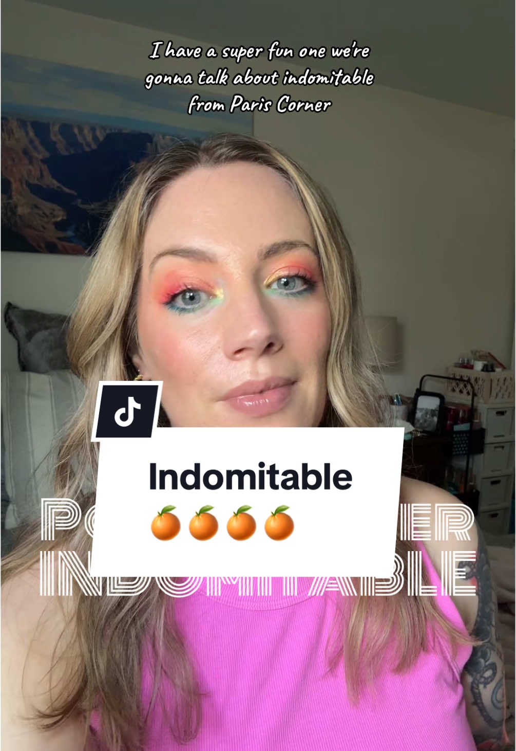 Trying Indomitable from @Paris Corner Official 🍊🌼 A zesty citrus scent that will shine in the summer •TikTok Shop Sample• @AROMA CONCEPTS FL  Eyeshadow is @Nomad Cosmetics Shop Keys Beachy & Peachy Palette 🌴🌞  #perfumetiktok #perfumetok #aromaconcepts #indomitable #citrusfragrance #citrusperfume #summerfragrance 