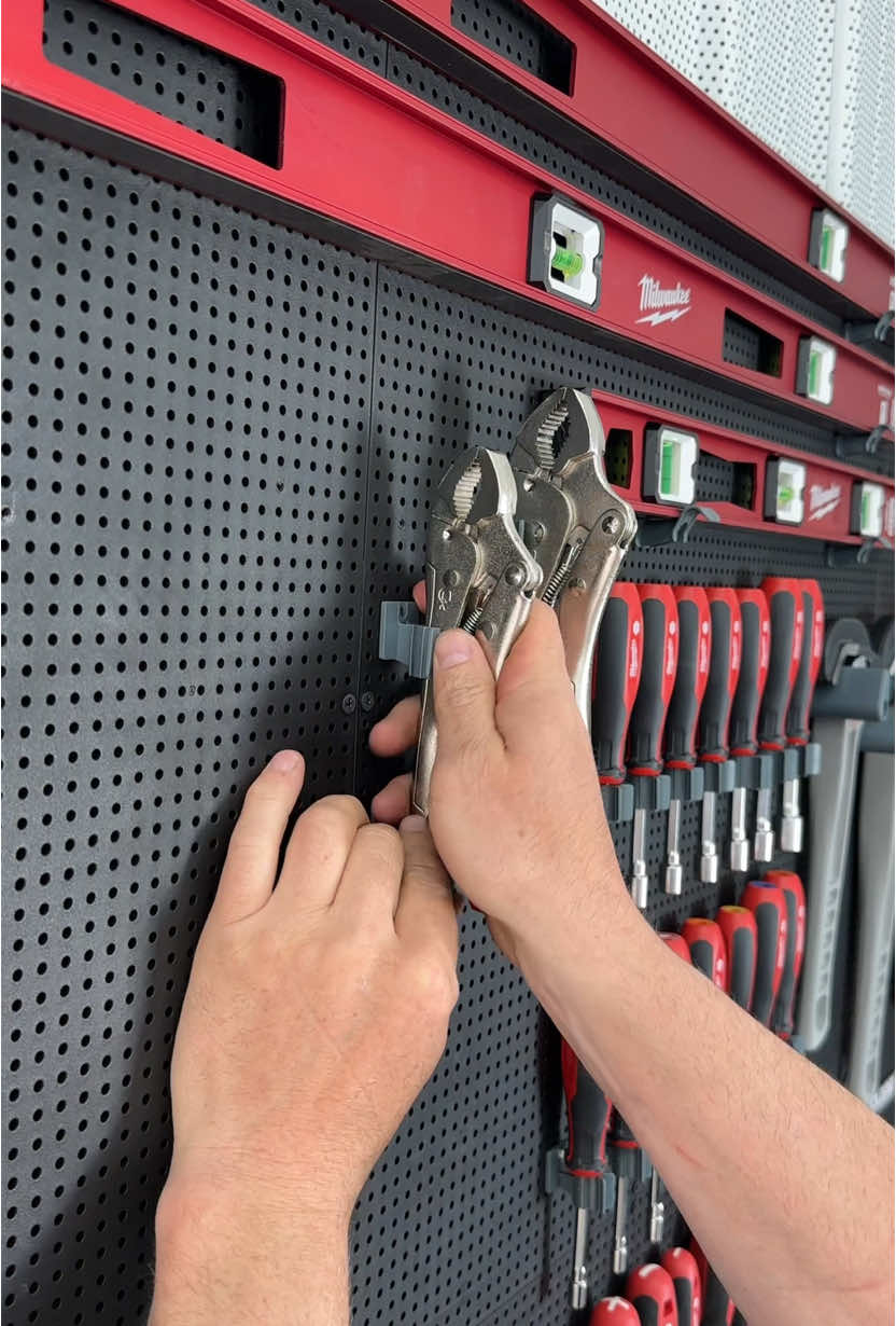 The @Milwaukee Tools organizing continues with all the Torque Lock vice grips on the @Toolgrid wall #tools 