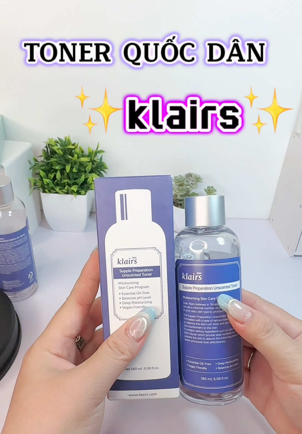 Nước hoa hồng hỗ trợ cấp ẩm Dear, Klairs supple preparation unscented toner 180mL - dòng không mùi#capam #klairs #duongam #phuchoi #chamsocda #unboxingvideo #tapxaykenh #xuhuong #fyp 