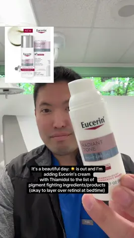 Skincare hack of the day: The US now has access to the effective tyrosinase inhibitor Thiamidol in Eucerin’s Radiant Tone line that you can consider for hyperpigmentation- layer this over your retinol at bedtime so that both can work on your dark spots #hyperpigmentation #darkspottreatment #drsugaiskincare #skincarehack#Inverted 