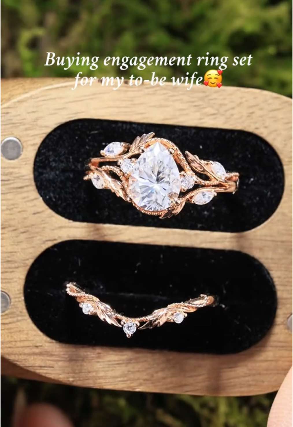 Hortense - Filigree Leafy Nature Pear Cut Moissanite Engagement Ring Set 2pcs The best pear moissanite leaf ring you will love💕  #blingflarejewelry #blingflare #LeafyRing #fyp #EngagementRing #NatureInspired #moissanite 