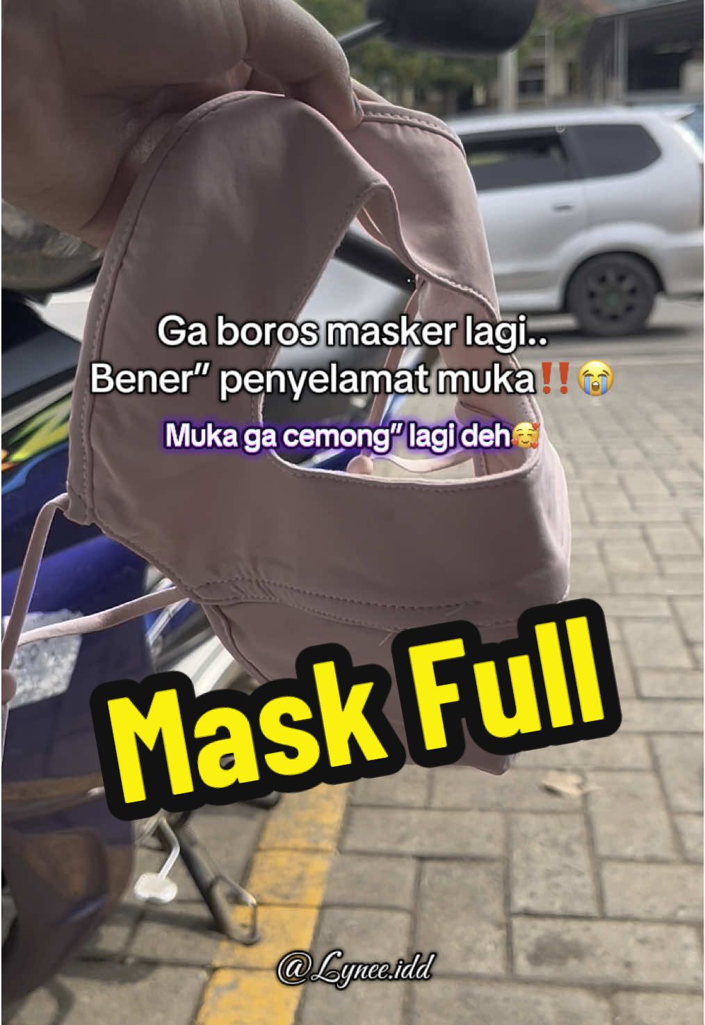 Masker full face pink penyelamatku🫡 #fullface #road #mask #maskfullface 