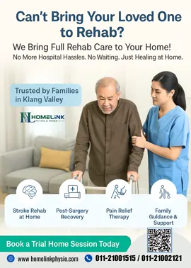 Is your loved one stuck at home and missing rehab? Don’t let their recovery stop here. 👨‍⚕️We bring expert physiotherapists right to your doorstep. 👉 Stroke recovery, pain relief, post-surgery care. All from the comfort of home.🏠 Trusted by Klang Valley families. Book your trial home session now. (Klang Valley Areas)🚗 📞 011-21001515 🌐 www.homelinkphysio.com 📍 Home Link Physio & Rehab Centre (TAMAN OUG)  Healing starts here.❤️ #homerehab #homecare #homephysio #physiotherapy #rehab #physiorehab #klangvalley #kualalumpur #hometherapy #physiotherapyservices #rehabilitationcenter #physicaltherapy #homelinkphysio #physioclinic #klphysio #mobilephysio #homeexercise #stroke #postsurgery #bedridden #painrelief #fyp 