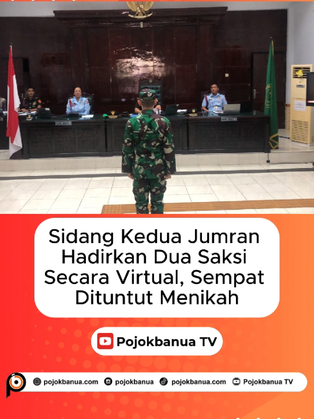 Sidang Kedua Jumran Hadirkan Dua Saksi Secara Virtual, Sempat Dituntut Menikah POJOKBANUA, BANJARBARU – Sidang kedua Jumran, terdakwa pembunuhan jurnalis Banjarbaru bernama Juwita kembali bergulir di Pengadilan Militer (Dilmil )I-06 Banjarmasin di Banjarbaru, Kamis (8/5/2025). Sidang kedua kali ini, Oditur Militer (Otmil) III-15 Banjarmasin menghadirkan dua orang saksi secara virtual, yakni Vicky Febrian Sakudu dan Kardianus Pati Ratu. Keduanya memberikan keterangan di Lanal Balikpapan. .....selengkapnya di pojokbanua.com Editor: Yuliandri Kusuma Wardani Reporter: Fikri Noor Video Editor: Riyadi