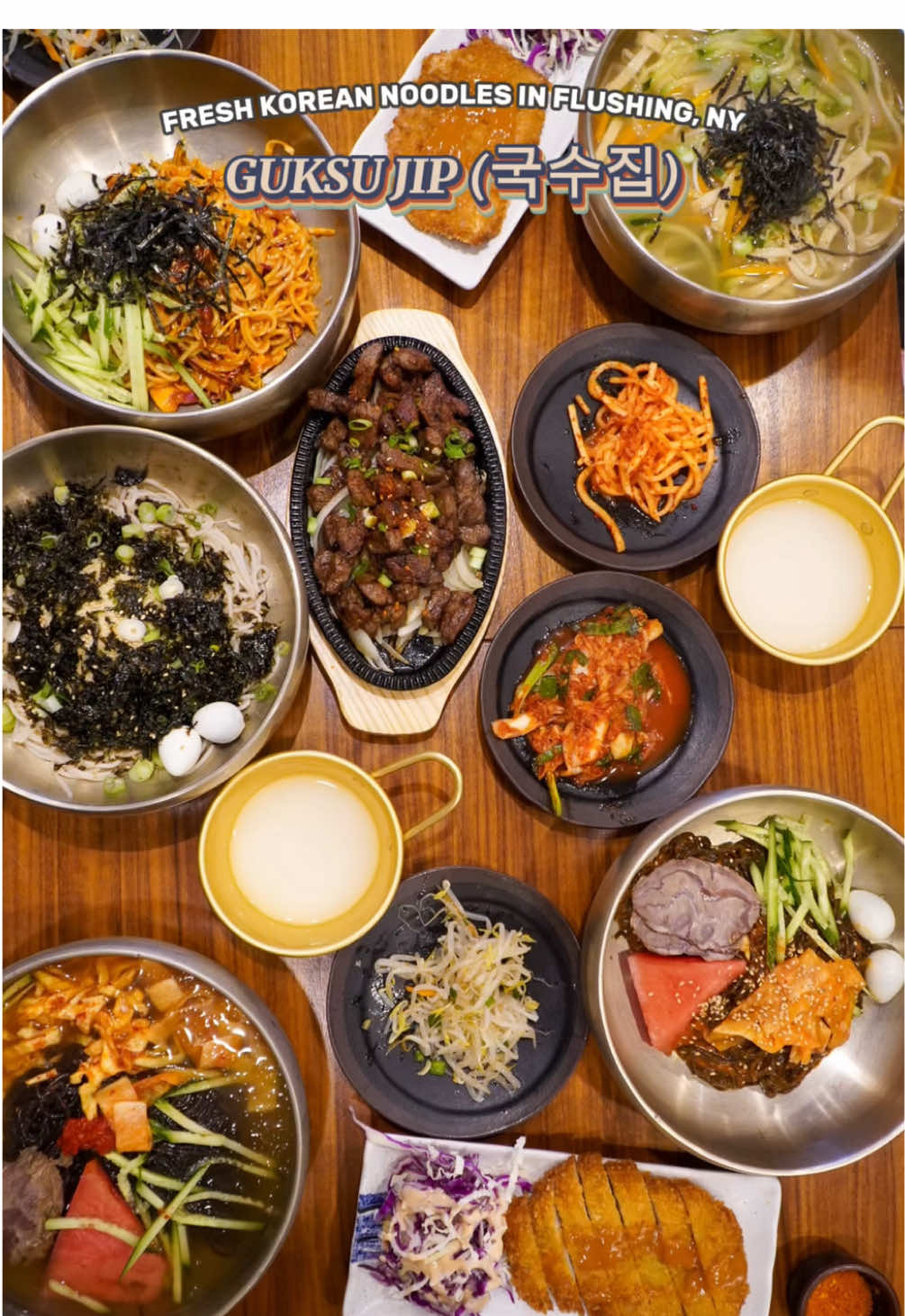 Fresh Korean noodles from @Guksu Jip 🍜  We stopped by for the first time the other day and I can’t believe it took us this long to try it. I’m obsessed and I can’t wait to go back again. All the noodles and dumplings are homemade. It’s a self-service restaurant creating a casual and delicious dining experience. Whether you’re craving a cold refreshing dish or a warm comforting dish, they have something for everyone! We noticed that the chefs working that day were all older Korean women, and we knew the food was going to be incredible! 🍜 Cold Noodle Soup (물냉면) 🍜 Spicy Cold Noodles (비빔 냉면) 🍜 Perilla Oil Noodles (들기름 비빔국수) 🍜 Spicy Mixed Noodles + Mini Katsu (비빔 국수 + 미니 돈까스) 🍜 Banquet Noodle + Mini Katsu (잔치국수 + 미니 돈까스) 🥩 Marinated Grilled Beef Short Rib (갈비살구이) 🥟 Beef Dumplings (갈비만두) #foodiesofnynj #longisland #longislandny #longislandeats #longislandfoodie #newyork #newyorkcity #newyorklife #newyorker #newyorkeats #queens #queensnewyork #queensny #queensnyc #bayside #baysideny #baysidequeens #koreanfood #koreanfoods #koreanfoodlover #noodle #noodles #dumplings #dumpling #noodlelover #noodlesoup #coldnoodles #coldnoodle #koreanbbq #kalbi 