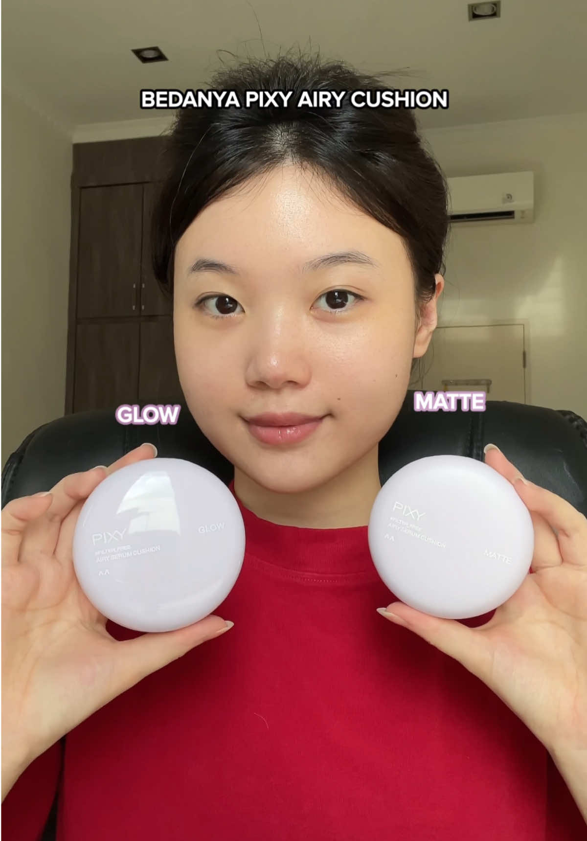masih bingung milih cushion airy cushion pixy? 🤔 ini aku review keduanya, yang matte & glow! kelihatan ya perbedaannya meskipun udah set bedak 😃