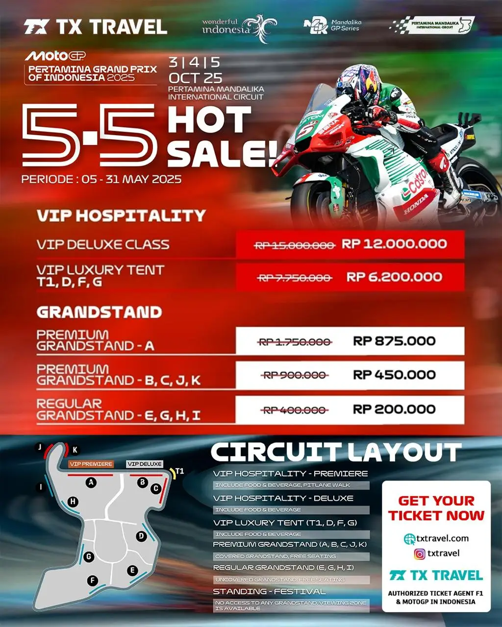 promo tiket nonton Mandalika periode sampai akhr Mei ini yah#jualtiketmotogp #authorizedticket #authorizedticketingagent #motogp2025 #tiketnontonmotogp #mandalika