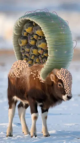 Against All Odds: An Arctic Hare and a Musk Ox Calf in Need #animalrescue #polarrescue #muskox In the heart of the Arctic, a brave Arctic hare discovers a musk ox calf in distress, its body burdened by a large parasite with a green, semi-transparent surface and gentle violet filaments connecting soft yellow sacs along its ridges. Instead of fleeing, the hare makes a courageous choice—to seek help. Against all odds, it finds Arctic rescue workers ready to assist, leading to an inspiring rescue that defies nature’s expectations. Witness this incredible story of courage, survival, and an unlikely bond between a musk ox calf and its unexpected ally. #wildliferescue #savingwildlife #arcticwildlife #wildlifeheroes #arcticrescue #hareandmuskox