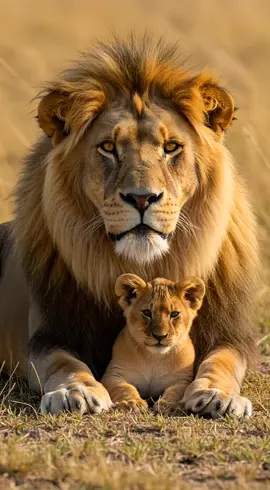 Live Wallpaper: Leão Alfa Colossal Protegendo seu Filhote na Savana Imagine um leão alfa colossal com uma imensa e magnífica juba, deitado protetoramente ao lado de seu filhote na vasta savana, músculos tensos e preparados para atacar. Seus grandes olhos perfeitos brilham intensamente com uma feroz vigilância, escaneando os arredores. Embora pareça relaxado, o corpo poderoso do leão irradia força, com patas perfeitamente esculpidas prontas para agir. O filhote aconchega-se próximo, com olhos arregalados de curiosidade inocente. Cada detalhe fotorrealista captura a majestosa anatomia, a juba real e a emoção bruta dessa dupla régia, ambientada na paisagem dourada da savana. #LeãoAlfa  #MajestadeSelvagem  #ProteçãoPrimal  #PixVerse  #LiveWallpaper 