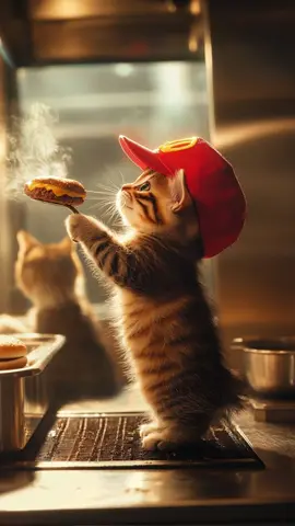 Cars just flipping burgers over here #McDonalds #cats #cattok #viralvideo #funnyvideo #ai #kittens #cattiktok