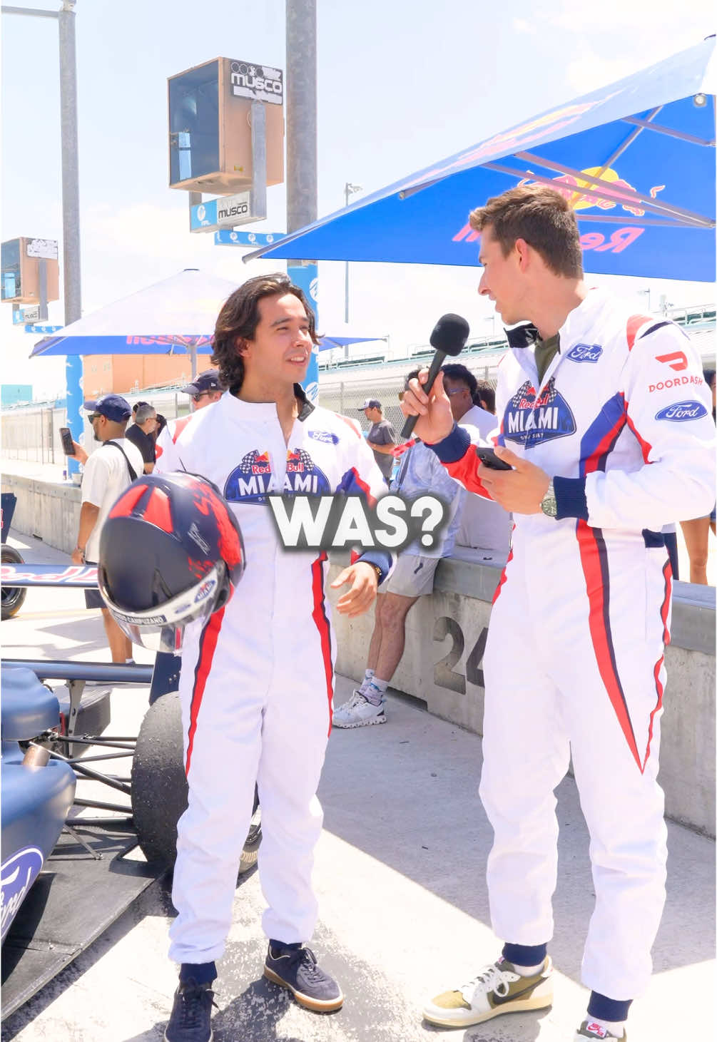Racing @Abelardo Campuzano in a Formula car with @Red Bull #redbullgivesyouwiiings #streetinterview #manonthestreet 