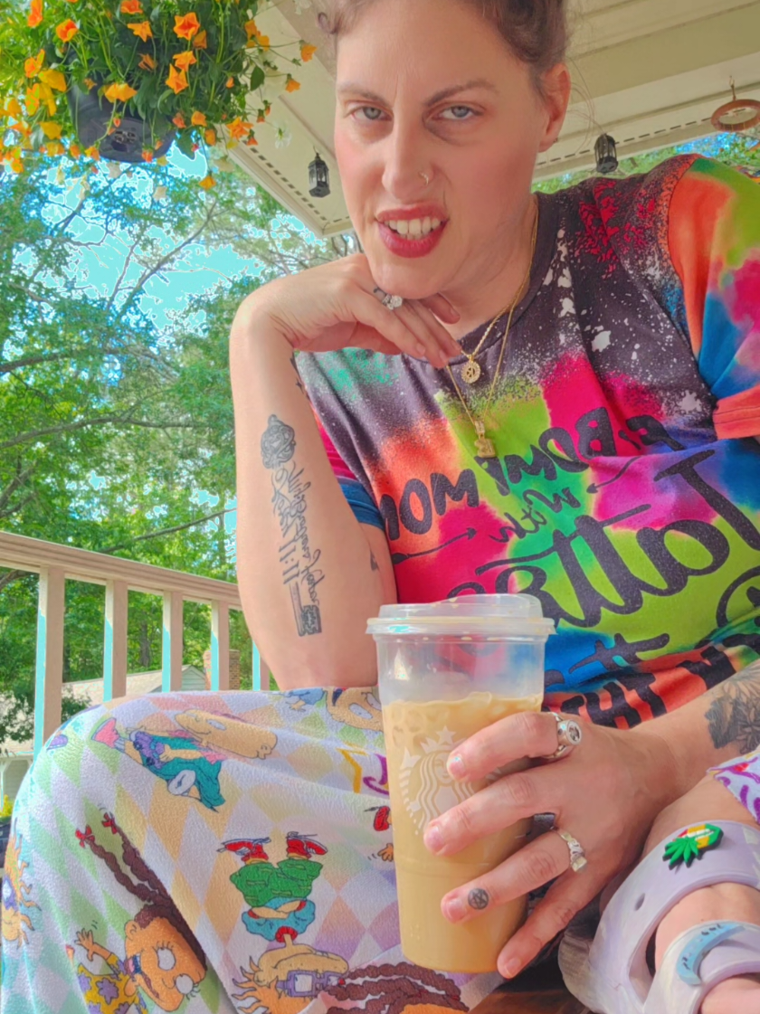 Yes I have worn pj pants all day, don't care! #life #lifeisfunny #guesswhat #what #bam #morelife #itsfriday #fridayfunny #tgif #tgifriday #coffee #afternooncoffee #caffineaddict #sahm #outsidetime #springtime #liveyourbestlife #icedcoffee #coffeetiktok #heyy #tiktokshop #necklace 