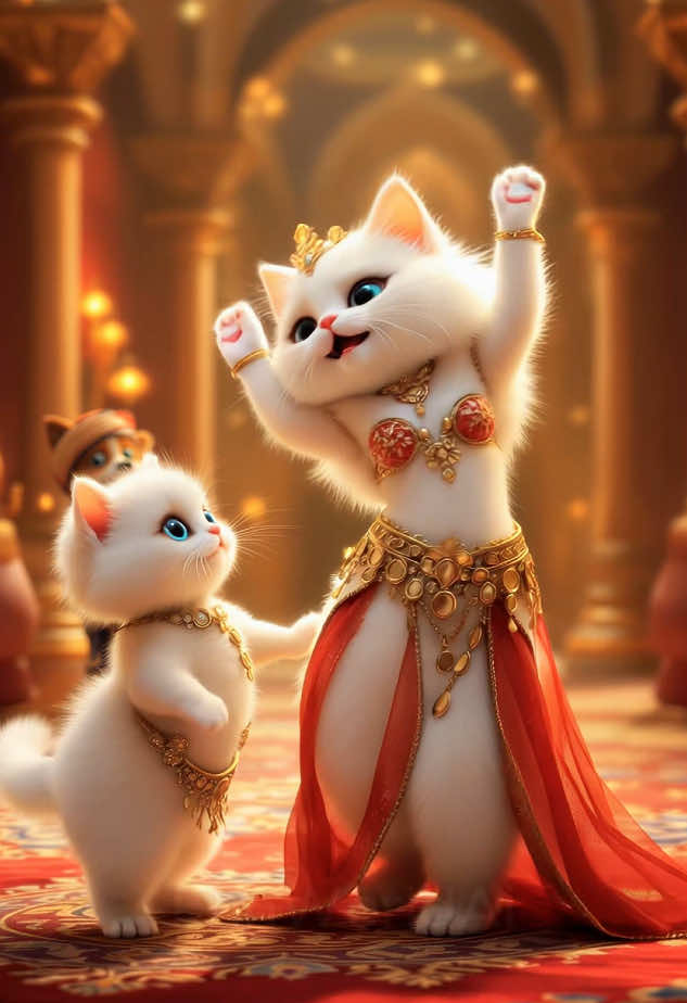 Kitten Belly Dance 12 - Mother and Daughter Love #catlover #bellydance #animalsoftiktok #cutecat #videoviral 