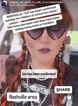 NASHVILLE: “ICE has been confirmed waiting for children at school bus stops.” (We have also been told they have been raiding restaurants in Franklin) Full: https://www.instagram.com/reel/DJcf0j_SzO6/?igsh=MWJ1aGtqMzUwcDcwMw==