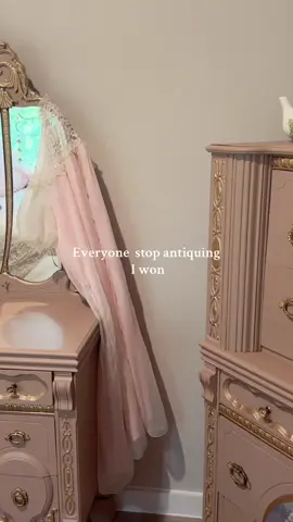 almost 100 year-old dresser and vanity #antique #fyp #fypシ #1930s #pink #trifting #pretty #aesthetic #shabbychic #viral #kenzielolamae 