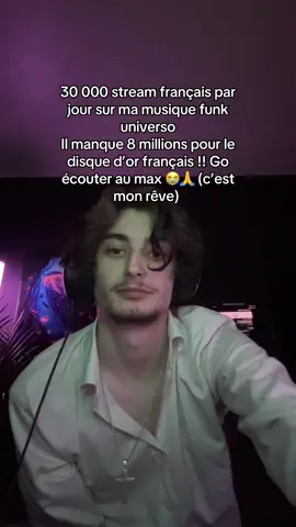 J’ai eu un appel avec le SNEP (l’organisation des certifications) il manque 8 millions de stream français, il faut savoir que la musique est à 100 million de stream et qu’en stream français funk universo n’est qu’à 7 millions au total depuis le début, je compte sur vous pour être plus nombreux 🫶🏻