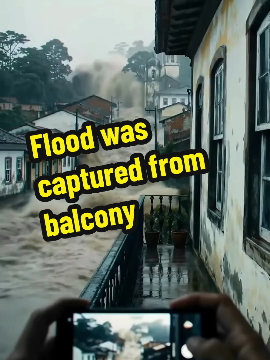 Flood was captured from balcony .  #universe  #earthquake #destroy #collapse #viral🔥🔥 #ai #tiktok #tik_tok #disasters #flood 