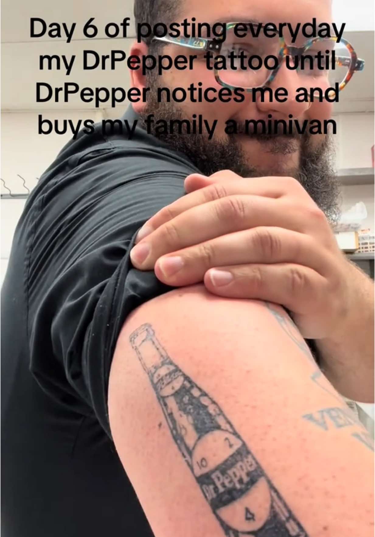 Day 6 of posting everyday my DrPepper tattoo until DrPepper notices me and buys my family a minivan @Dr Pepper  #drpepper #fyp  Ca$hApp: Alessio4 A little late cause I’m working but we can’t stop this yet! Tag DrPepper so they can see this 