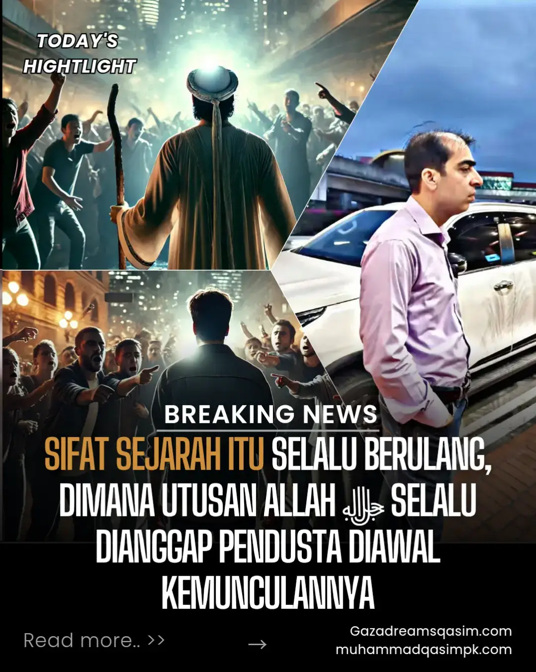 Al-Mahdi sudah diutus || membawa petunjuk sekaligus peringatan ttg Perkara besar akhir zaman yg akan kita alami.  Setiap kali utusan Allah diutus untuk menyampaikan wahyu-Nya, seringkali mereka menghadapi penolakan dan tuduhan sebagai pendusta di awal kemunculannya. Hal ini dapat ditemukan dalam sejarah banyak nabi dan rasul yang diutus Allah, seperti Nabi Muhammad SAW, Nabi Musa AS, dan Nabi Isa AS. Masyarakat pada umumnya menolak kebenaran yang disampaikan karena ketidakmampuan mereka untuk menerima perubahan atau ajaran yang berbeda dari tradisi yang telah lama mereka anut. Dalam Al-Qur'an, Allah menyebutkan bahwa para nabi sering dianggap sebagai pendusta oleh masyarakat mereka, meskipun mereka membawa wahyu yang benar dan penuh kebenaran. Sebagai contoh, dalam surat Al-A'raf (7:66), ketika Nabi Hud diutus kepada kaum 'Ad, mereka berkata, 