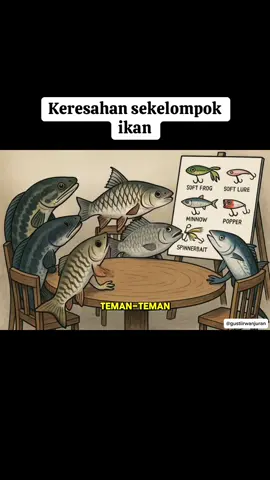 Keresahan sekelompok ikan karena semakin hari para pemacing semakin bertambah dan cara mereka meangkap ikan pun bermacam2. 
