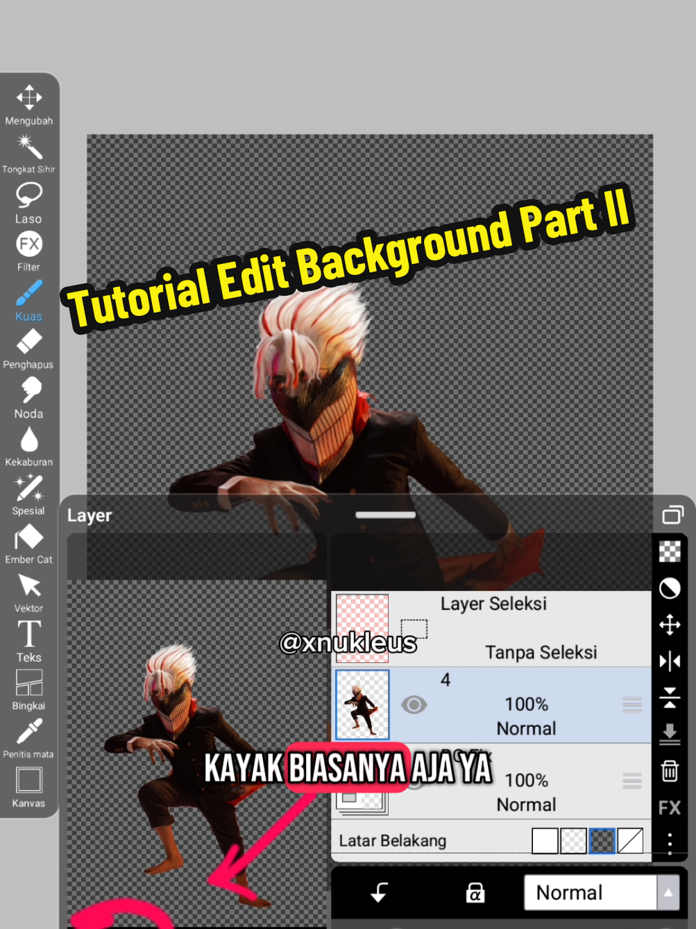 Koentji nya adalah, layer background itu ditaruh di bawah PNG foto yang mau di edit. Semoga menjawab pertinyiin bikin background nya tuh kayak gimana. Kalo mau nyari background lain, bisa cari di unsplash.com yh  #okarun #okarunedit #dandadan #cosplaytips #ibispaintx #cosplayer #editcosplay #edits #cosplayedit #edit #nukleus #tutorial 