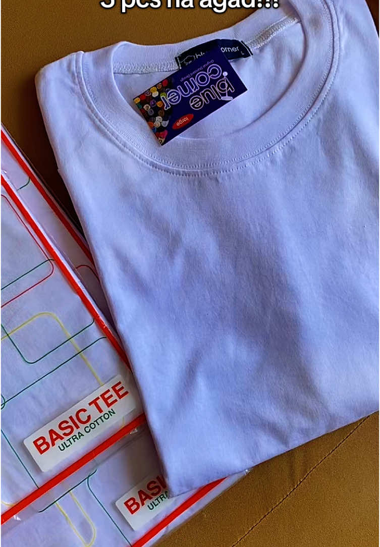 3 pcs in 1 order blue corner white tshirt  #whitetshirt #bluecorner #bluecornertshirt #plaintshirt #whitetees #tshirtforstudents 