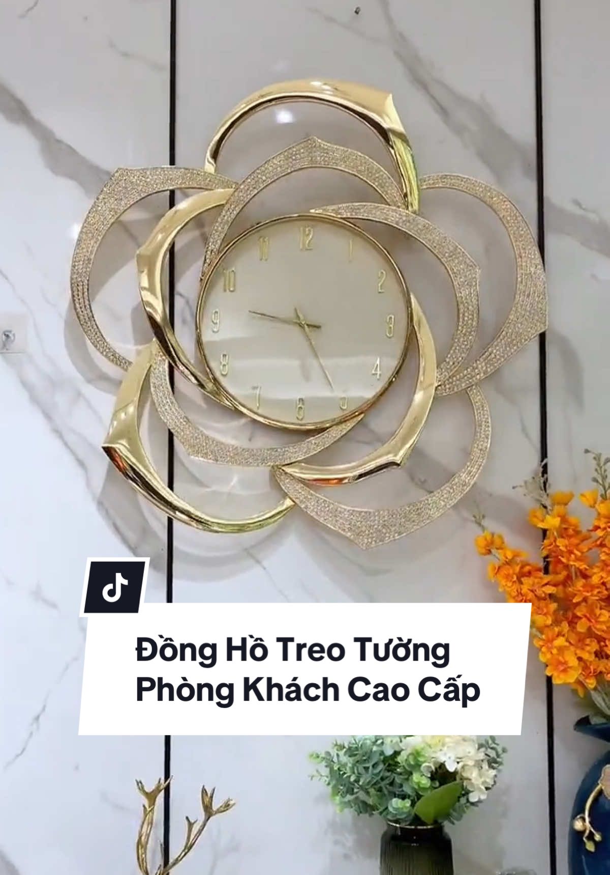 Đồng hồ treo tường nghệ thuật đính đã cao cấp #mindecorrr #dongho #donghotreotuong #donghodecor #decor #tiktokshop #xuhuong 