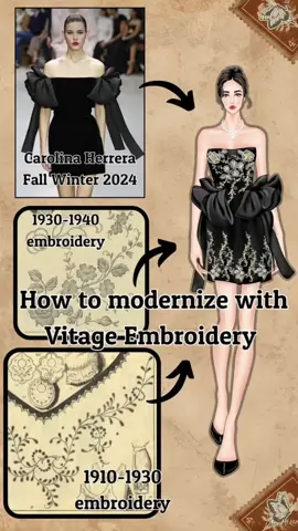 Combining modern dress with vintage embroidery 🖤  Let’s create our own design 😉 #procreatedrawing #digitalillustration #fashionillustration  #fashionillustrator 