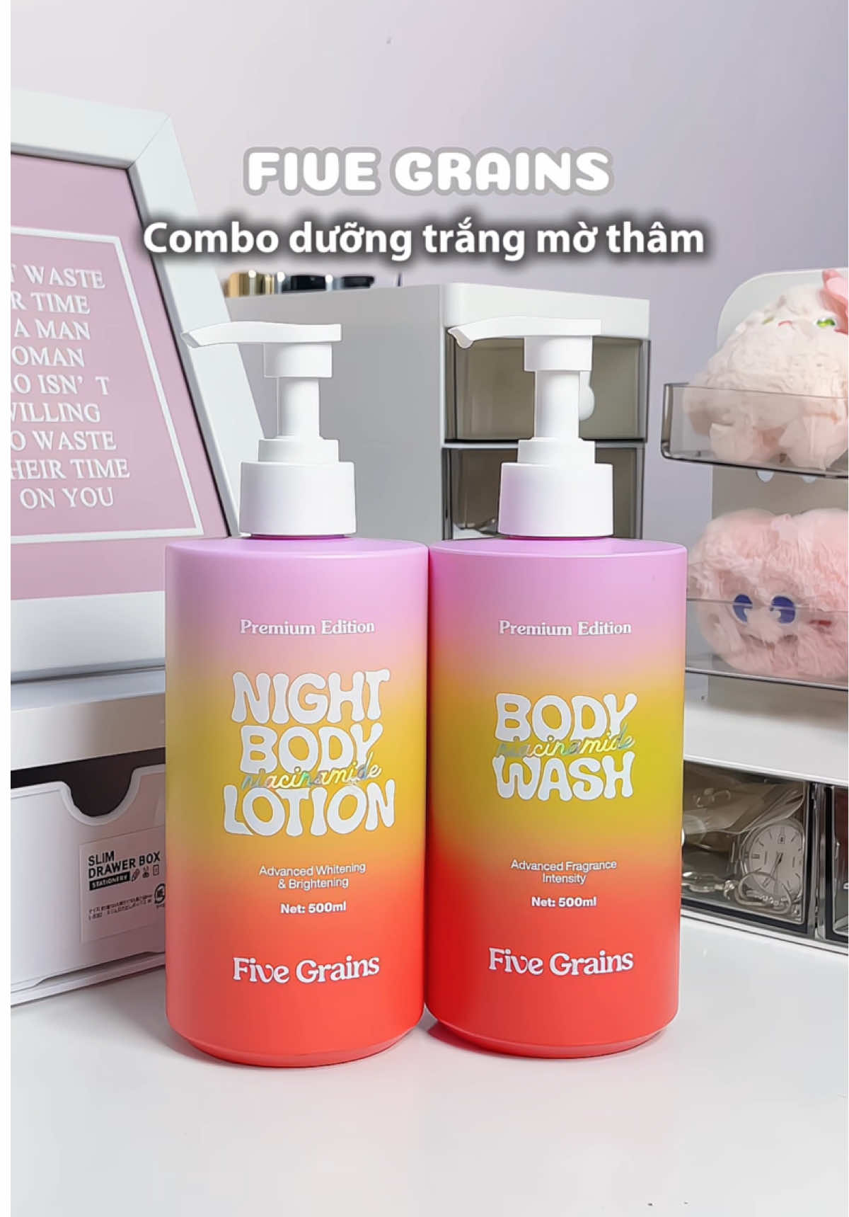 Combo dưỡng ẩm dưỡng trắng da #xuhuong #review #chamsocda #kemduongtrangda #suatamduongam #fivegrains 