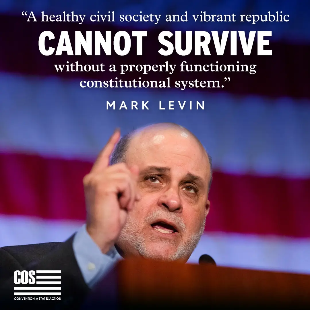 Mark Levin says it best: A broken system can’t protect freedom. It's time for change. Sign the petition in support of an Article V convention for these 3 essential topics: 1. Placing term limits on federal officials 2. Imposing a balanced federal budget 3. Limiting the power and jurisdiction of the federal government Petition link in bio.