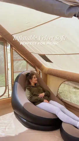 This inflatable sofa + footrest is perfect for chilling in the sun, sand, or even poolside.☀️ #Temu #TemuFinds #BeachVibes