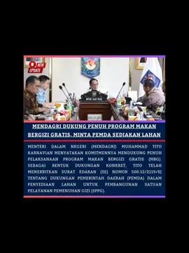 Dukungan penuh dari Mendagri untuk program makan bergizi gratis! Pemerintah pusat dan daerah bersinergi wujudkan layanan gizi terbaik bagi anak-anak Indonesia. Pemda diminta siapkan lahan demi percepatan pembangunan fasilitas. 🙌🌾 #MakanBergiziGratis #DukungProgramNasional #TitoKarnavian #PemdaBersatu #PelayananGizi #SPPG #SinergiPusatDaerah #GenerasiSehat #IndonesiaSejahtera