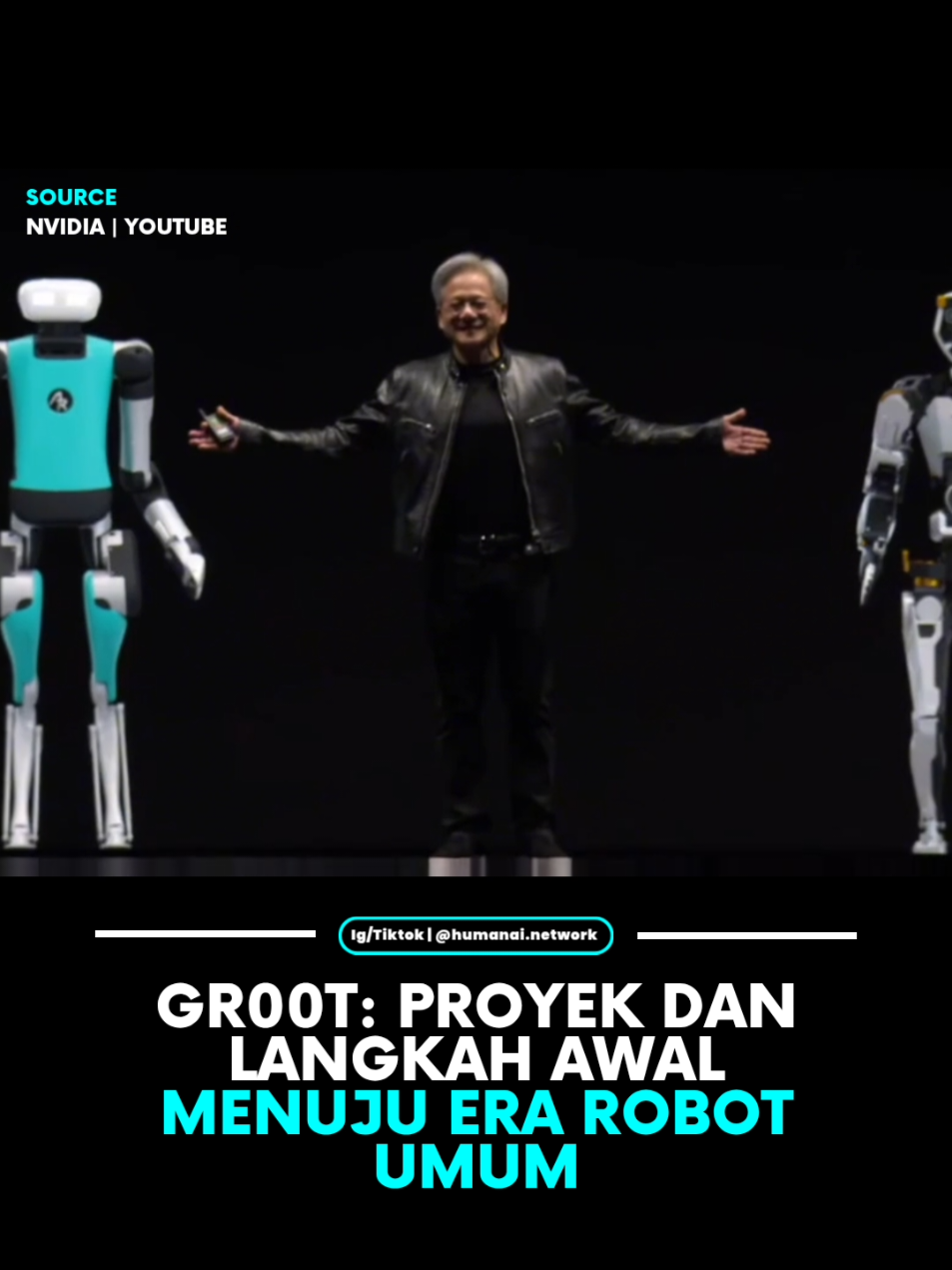 Pada Maret 2024, CEO NVIDIA Jensen Huang memperkenalkan GR00T (Generalist Robot 003)—proyek ambisius yang dirancang untuk melatih robot agar mampu belajar dari dunia seperti manusia: melalui pengamatan, simulasi, dan interaksi multimodal. Proyek ini menjadi titik penting dalam transisi menuju robotika umum, di mana satu sistem robotik dapat beradaptasi untuk berbagai tugas di berbagai konteks. GR00T bukan hanya teknologi, tetapi cerminan visi masa depan tentang kolaborasi manusia-AI dalam dunia fisik. Kini, pada 2025, GR00T menjadi simbol awal dari era baru—di mana kecerdasan buatan tidak hanya berpikir, tapi juga bergerak dan merasakan dunia nyata. Sumber: NVIDIA GTC 2024 Keynote, Jensen Huang ##GR00T #JensenHuang #NVIDIA #RevolusiAI #Robot #HumanAINetwork